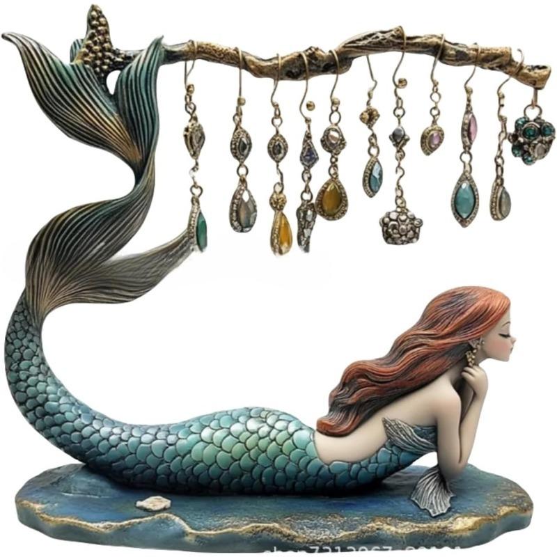 

Подставка для серег в виде русалки, Милый органайзер для серег, Фигурка русалки, Настольные деревья для хранения ювелирных изделий, Декор, Подставка-держатель для серег style A