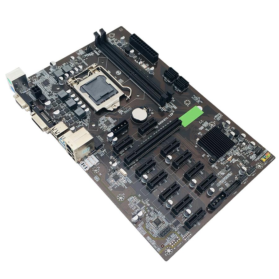 B250 BTC Mining Motherboard 12X PCIE Graphics Card Motherboard DDR4 DIMM SATA3.0 Supports VGA