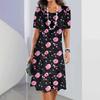 Elegant Women Short Sleeve Fashion 3d Print Midi Dress Plus Size Beach Clothing