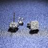 S925 Sterling Silver Square Sugar Stud Earrings with Diamond for Women - Elegant & Versatile European-American Rock Hip-Hop Style