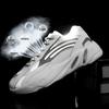 Reflective Trendy Men's Plus Size Casual Running Shoes in White - Coconut Dad Style