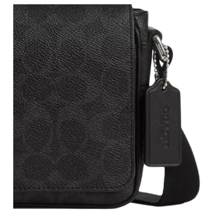 Coach Jack 22 Klassische Monogramm-Prägung Kunstleder Schulter-Crossbody-Tasche Kleine Herren-Taschen Schwarz CDZ95-SVYZK