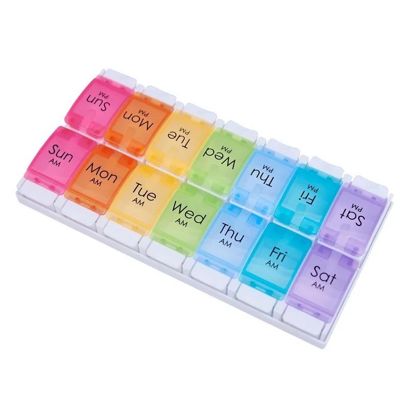 

2 Times A Day Pill Organizer Large Pill Box with Push Button Design Detachable Medicine Holder for Vitamins Fish Oil Supplements