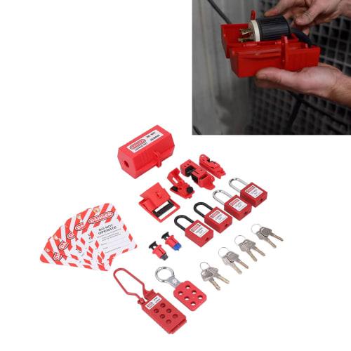 Circuit Breaker Lockout Kit, Roto Safety Padlock, Universal Breaker Lockout with Storage Bag, for Industrial Work