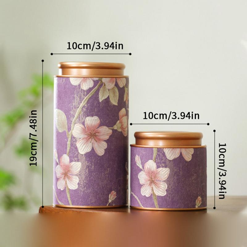 Flower Pattern Empty Tea Tin Can Household Green Black Tea Sealed Jar Portable Home Small Tea Packaging Box Tinplate Storage Can
