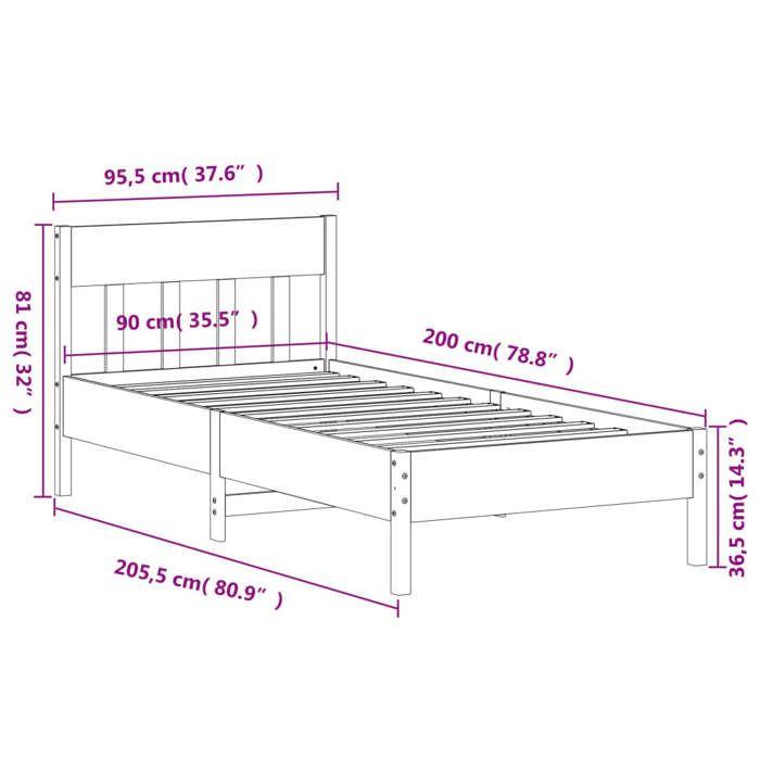 VidaXL Cadre de Lit avec Tête de Lit, Lit Simple avec Sommier à Lattes, Lit Adulte, Meuble de Chambre, Moderne, Blanc 842659