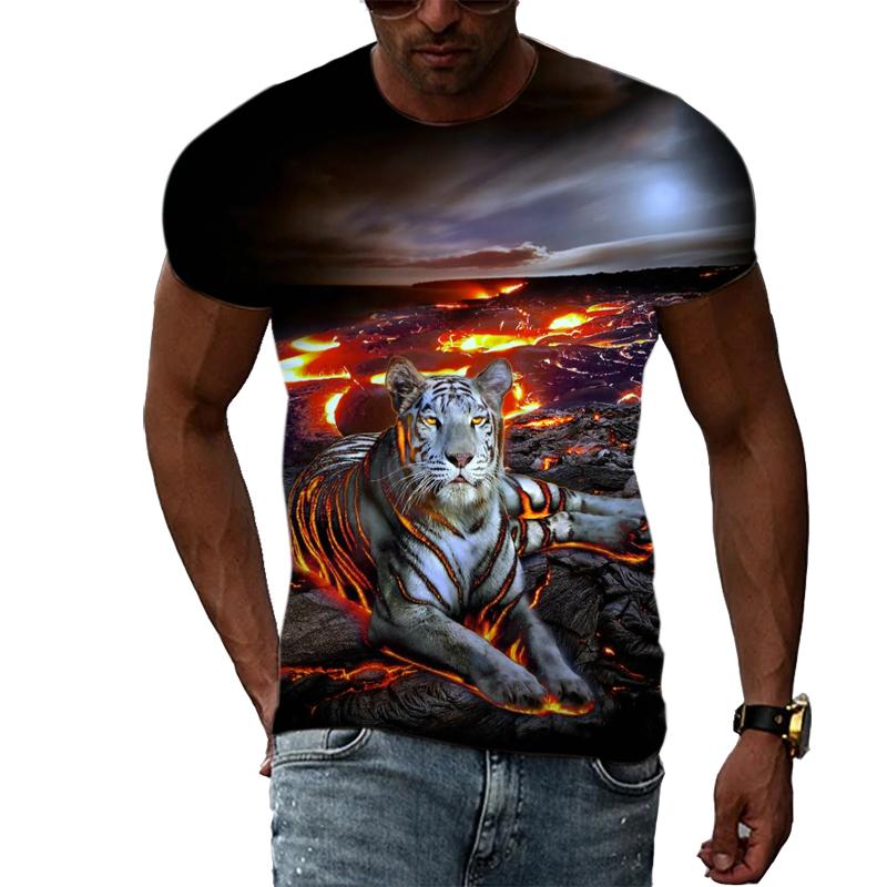 New Fashion 3D Printing Animal Tiger Graphic T Shirts Summer Casual Trend Hip Hop Harajuku Style T-shirt Trendyol Men's Store