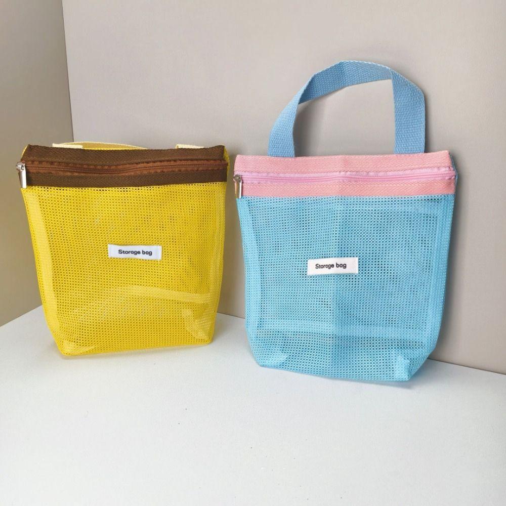 New Dopamine Mesh Toiletry Bag Transparent Large Capacity Cosmetic Bags Portable Storage Bag Makeup Toiletry