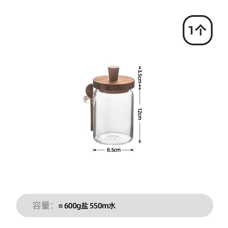 Glass Pot Kitchen Food Grade Sealed Glass Jar Coffee Powder Seasoning Storage Jar Acacia Wood Honey Jar