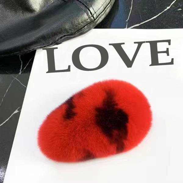 Girls Plush Hairpin Natural Rabbit Fur Women Bangs Hairpin