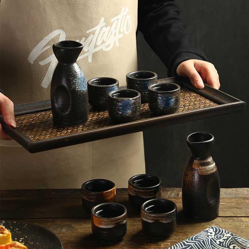 Japanische Sake-Flasche 400ml 190ml Keramik Kreatives Weinglas Kneipe Weinzubehör Haushalt Sake-Tasse Spender 50ml Retro Teetasse