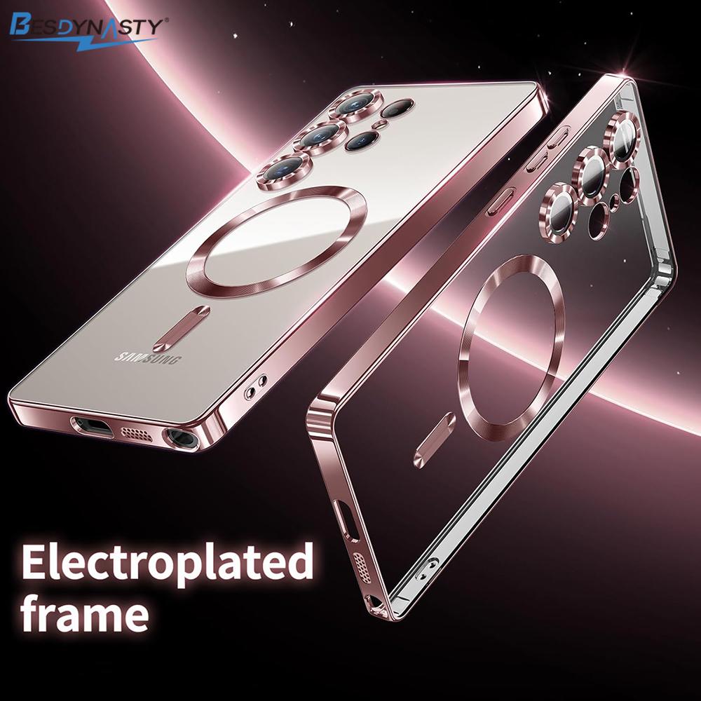 Glitter Plating Clear Silicone Soft Case For Samsung S26 Edge S25 S24 S23 S21 S22 Ultra Plus Magnetic For Magsafe Shell