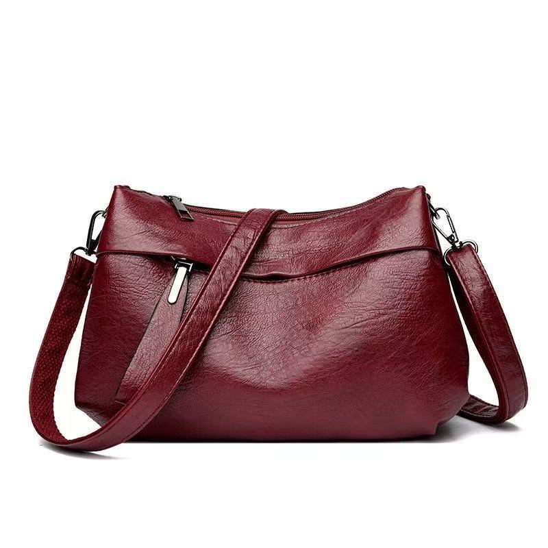 2026 New Large Capacity Multi-layer Women's Soft Leather Mom Versatile Fashion One Shoulder Crossbody Women's Bag