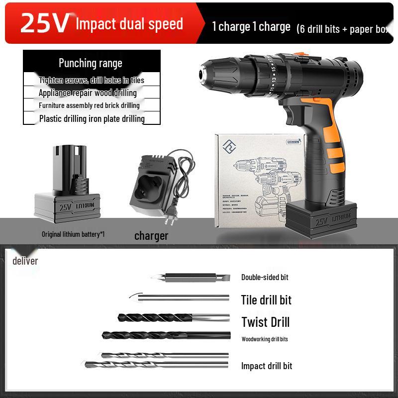 25V Cordless Electric Hand Drill with Lithium Battery