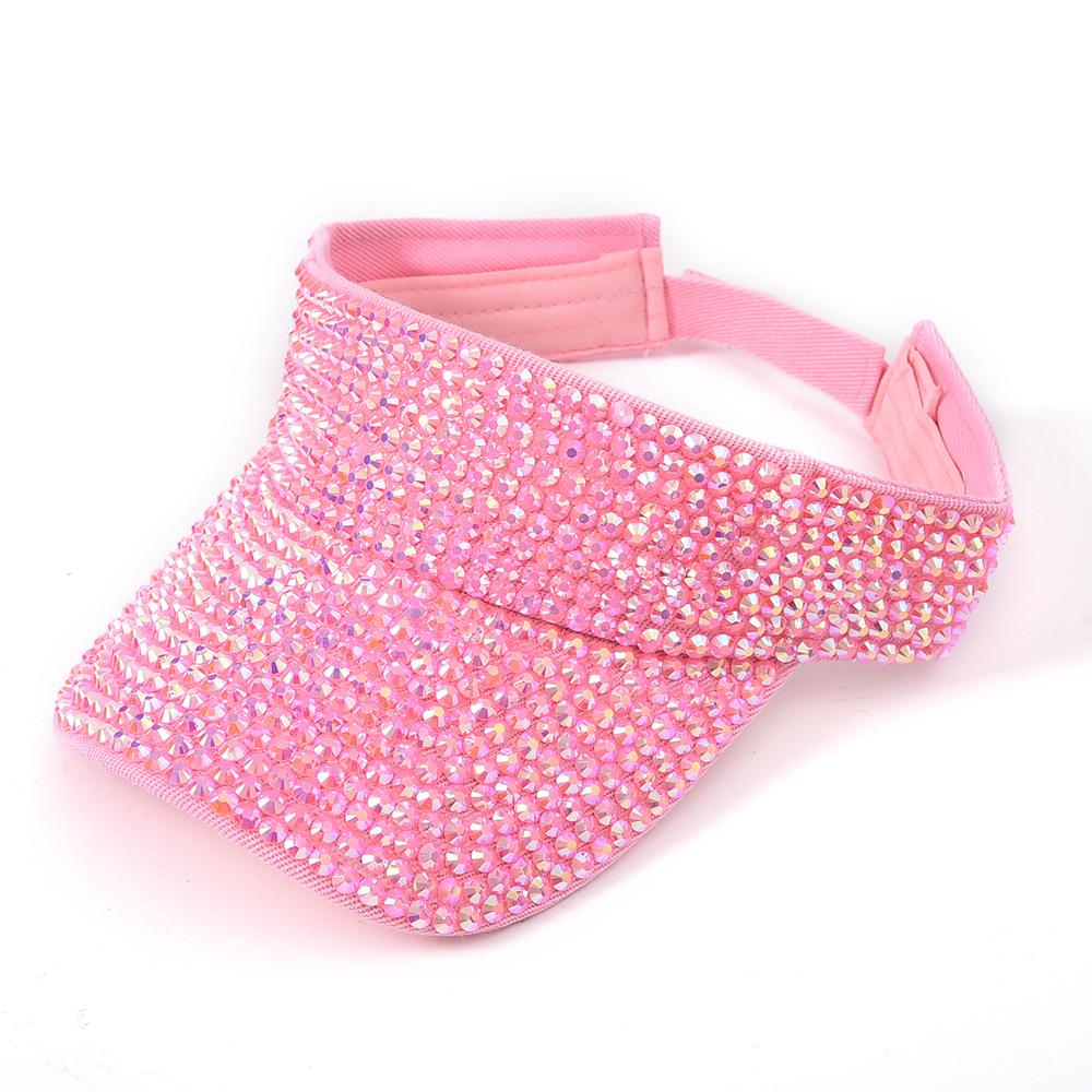 Flash Diamond Decorative Empty Top Hat, Women's Color Rhinestone Sun Hat, Outdoor Sunscreen Versatile Topless Cap Multi-color Optional