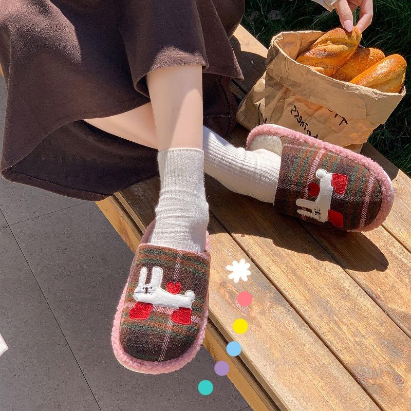 Cotton Slippers Women's Winter New Home Antibacterial Warm Plush Slippers Men's Home Men's Winter