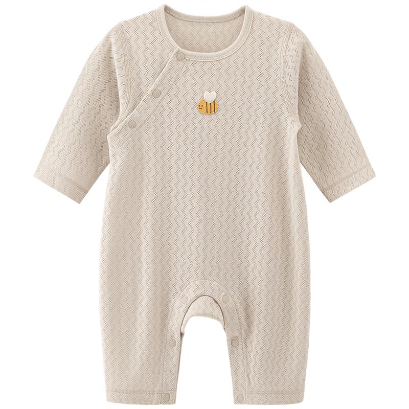 Guai Qi Xiong Baby Long-Sleeve Pure Cotton Romper 80 кремово-бежевый