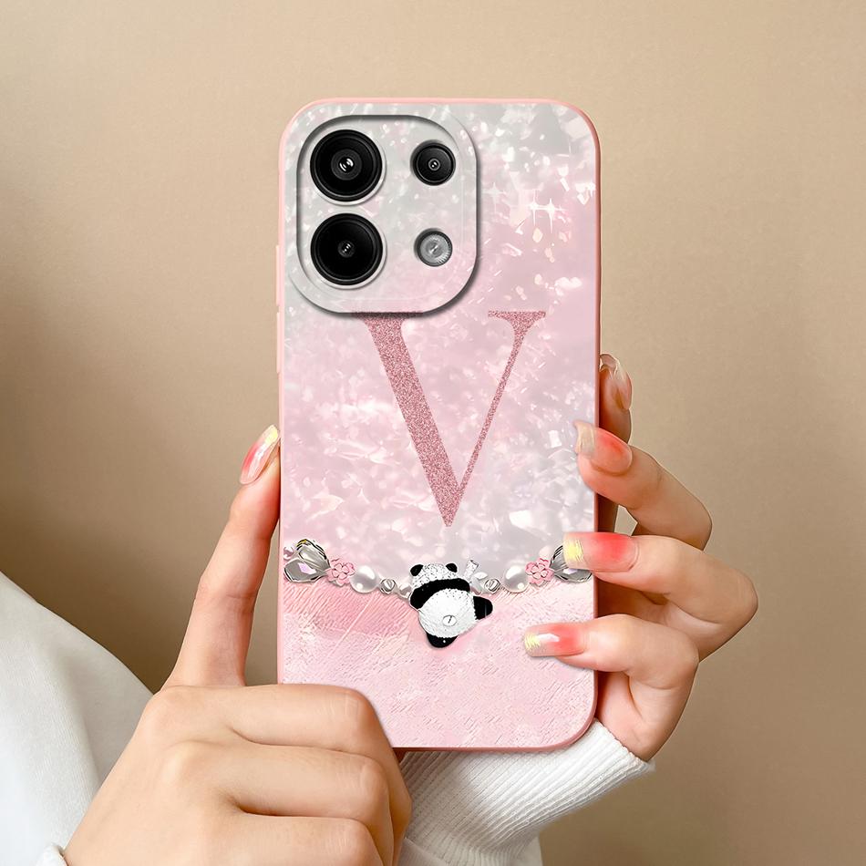 For Redmi Note 13 Pro 4G 5G Case Cute Panda Letters Back Cover For Xiaomi Redmi Note13 Pro Plus Soft Liquid Silicone Phone Cases