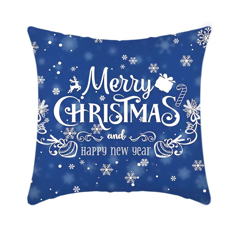 Christmas Blue Ice Snow Deer Digital Printing Short Plush Pillow Covers For Car Sofa Office Cushion Cover Home Goods 60X60Cm