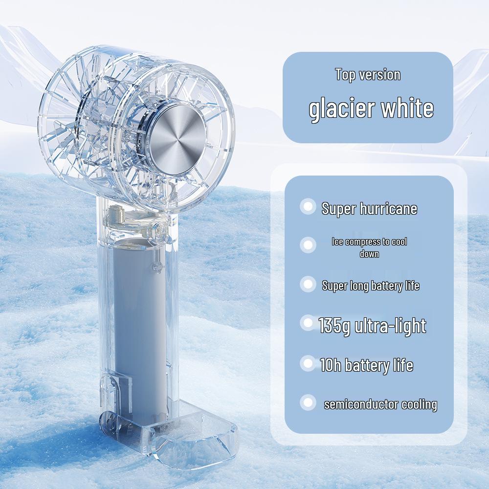 

2026 Transparent Handheld USB Fan: Portable 5-Speed Cooling with Strong Wind & Ice Pack In Stock