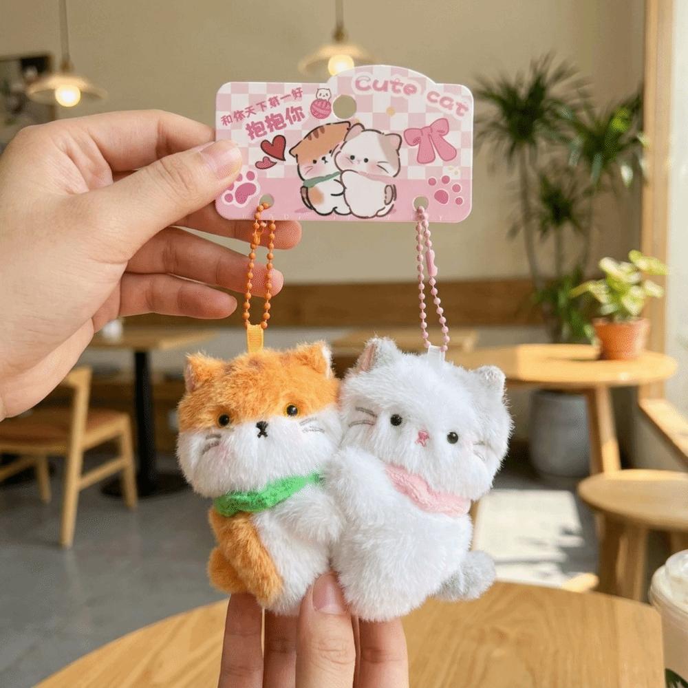 2PCS Magnetic Snap Cat Plush Keychain Soft Plush Plush Pendant Accessory Purse Decor