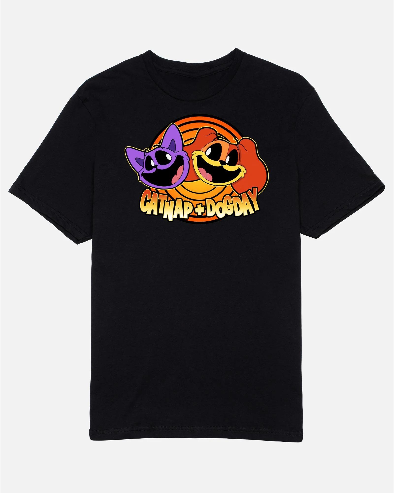 

CatNap Cartoon Moon Black Tee Poppy Game Time Tshirt 2026 Summer New Tshirt Unisexs Clothing and Womens Clothing Tshirt S