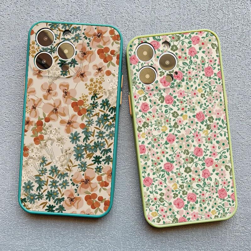 Fashion Luxury Flower Floral Funda Case for Iphone 13 12 11 Pro Max Mini 15 14 Pro Max Plus XR X XS 8 7 Plus SE Shockproof Shell