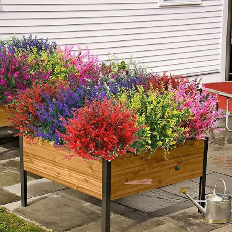 8 Stück Künstliche Blumen Violett Lavendel Faux UV-beständig Unechte Blumen Plastikpflanzen Deko Hochzeit Brautstrauß Büro Tisch