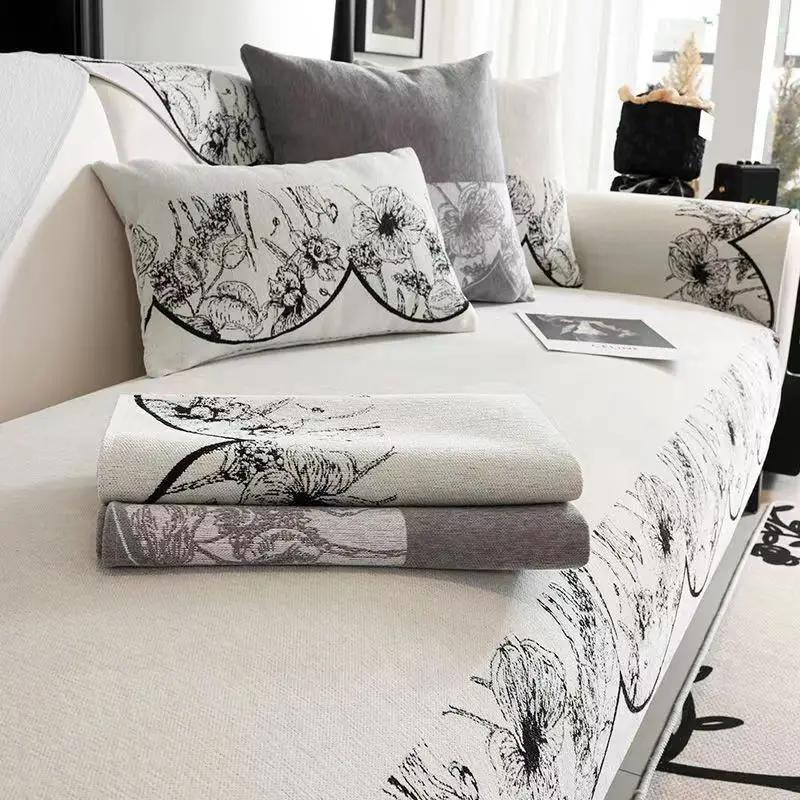 Verdickter Pastoralstoff Sofabezug Rutschfester Überwurf Druck Sitz Sofa Handtuch Staubschutz Handtuch Sofas für Wohnzimmer