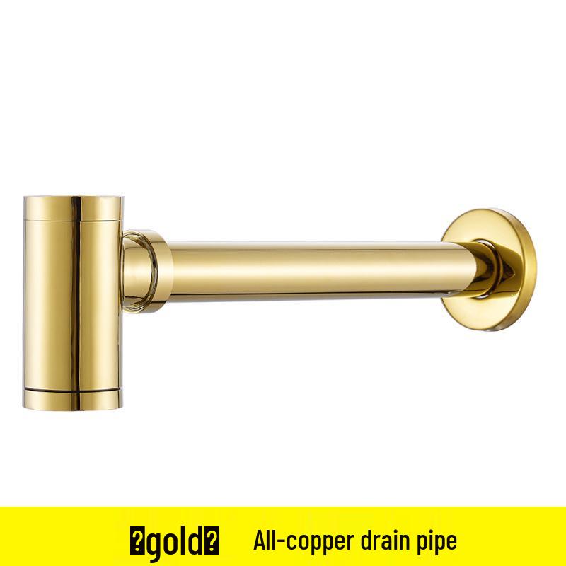 All-Copper Wall-Mounted Sink & Washbasin Drain Pipe, Odor-Proof Drainer Accessory