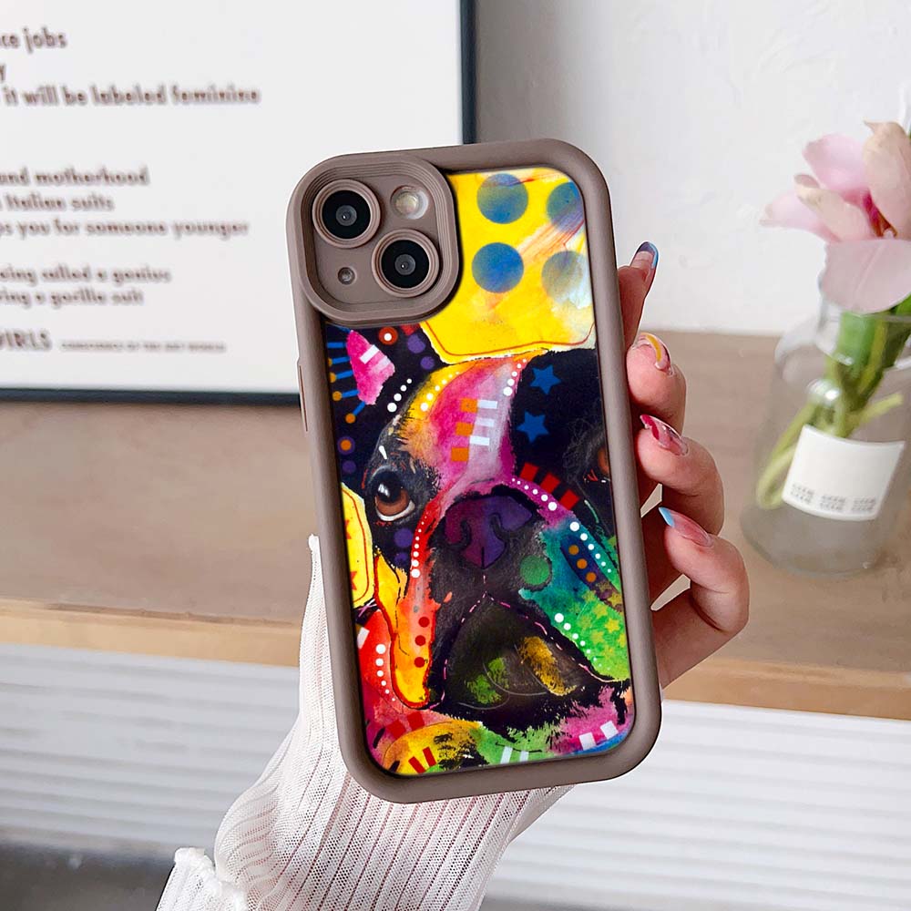 Sky Eye Ladder Phone Case for iPhone 15 14 13 12 11 Pro Max Samsung A15 A25 A24 A54 A14 Huawei Honor 90 Angel Eye Soft Cover A44 French Bulldog Dog