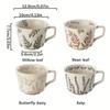 1PC Stoneware Mugs Vintage With Handles Office Coarse Pottery Cafe Plant Carving Nordic Ceramic Coffee Mug Fruit Tea Household