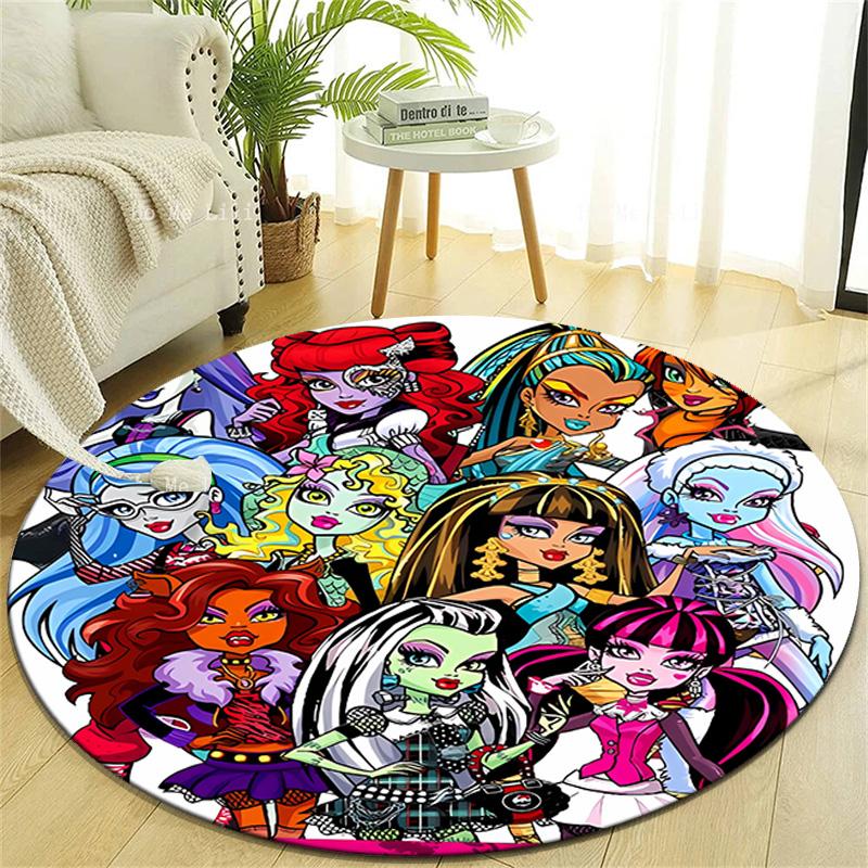 1pc Monster High Draculaura2 Design Printed Area Round Carpet for Bedroom Living Room Home Decor Rugs Mat Non Slip Mat Rug for Bedside