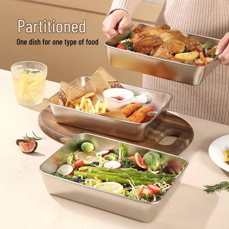 Stainless Steel Square Plate: Multipurpose Towel, Food Prep & Fresh-Keeping Box