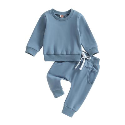 Baby Boys Girl Solid Outfit Dlouhý rukáv Tričko Oversized Mikina Elastické tepláky Sada kalhot Podzim Zimní oblečení