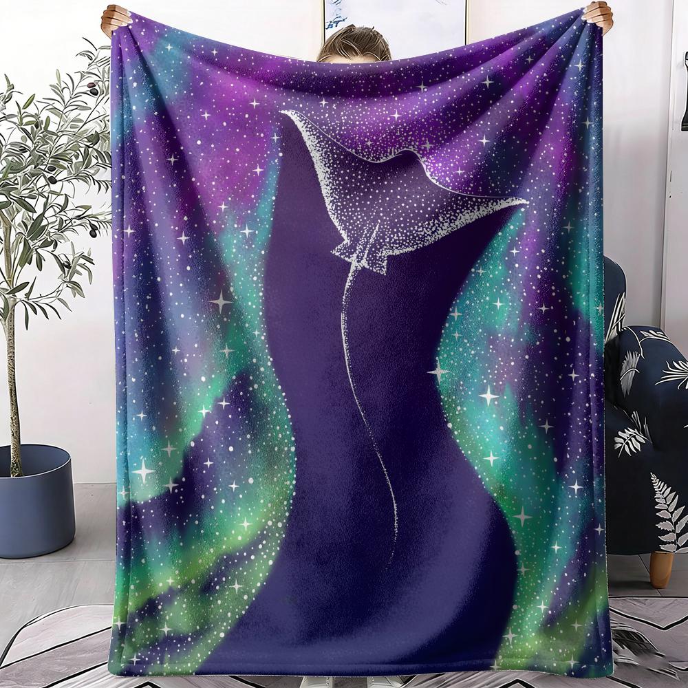 Star Collector Northern Lights Throw Soft Flannel Throw Summer AC Blanket Lightweight Cool Nap Blanket for Sofa Bed Couch Travel 75X95CM