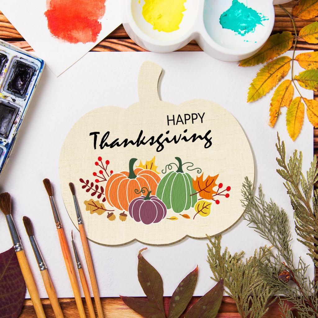 6pcs Wooden Pumpkin Decorations Painted For Halloween And Thanksgiving, Hollow Diy Blank Unfinished Pumpkin Wooden Round Disc