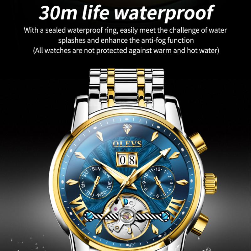 Camiseta nueva para hombre, Tusso Flying Wheel, reloj mecánico completamente automático, reloj multifuncional para hombre