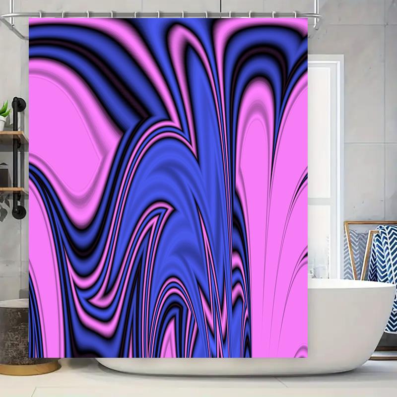 3D Printed Shower Curtain Waterproof Bath Mat Decorative Watercolor Pattern Black Blue Pink Flowing Design Bathroom Accessories 90x180cm