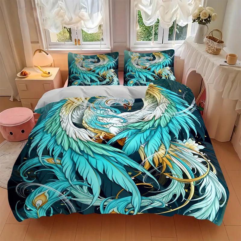 3pcs Fantasy Phoenix Duvet Cover Set - Includes 1 Duvet Cover and 2 Pillowcases, No Quilt Core, All-Season Home Decor yy251111017
