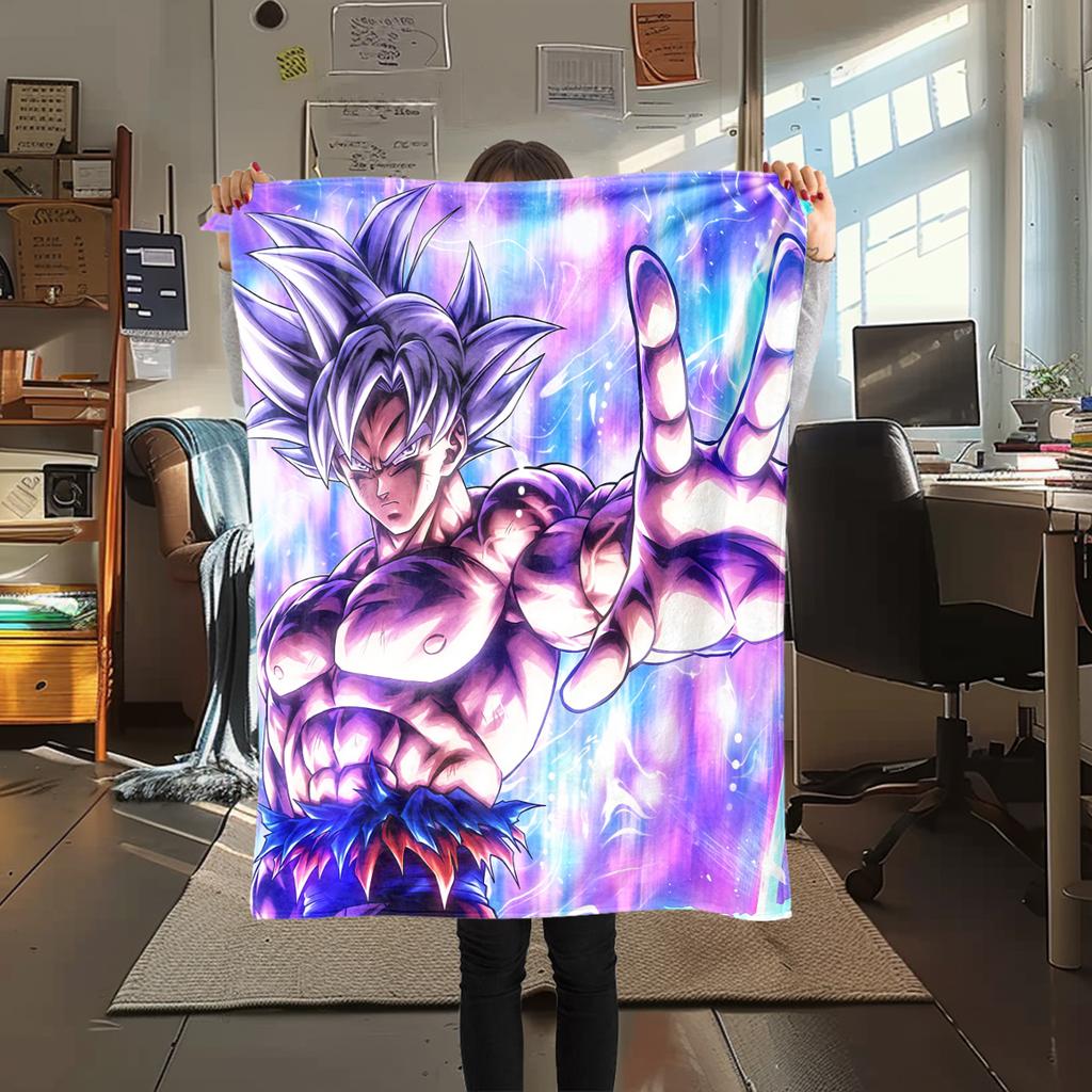 1pz Coperta in Flanella con Stampa Dragon Ball Super, Alta Qualità per Tutte le Stagioni, Decorazione per la Casa, Calore e Comfort, Perfetta per Regali di Natale