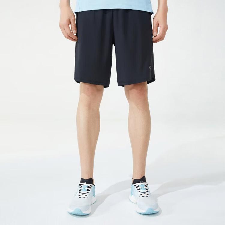 Anta Running Series Logo Mid-Waist Straight-Leg Casual Shorts Men Bottoms Black 152325505-3