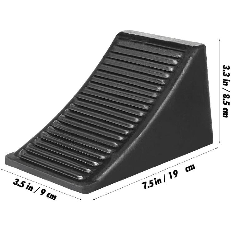 2 Pack Solid Rubber Wheel Chocks for Travel Trailer RV Campers Truck, Heavy Duty Tire Blocks & Parking Stoppers, Non-Slip Wedge for Car Boat & ATV,