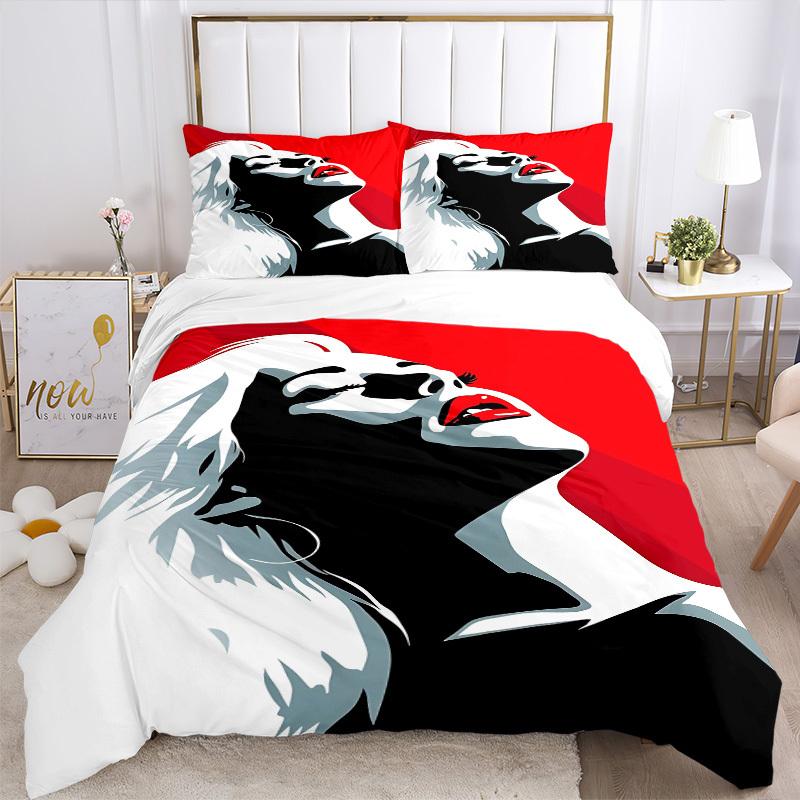 3pcs Glamourous Portrait Duvet Cover Set, Includes 1 Duvet Cover and 1/2 Pillowcases (No Insert) yy251104234