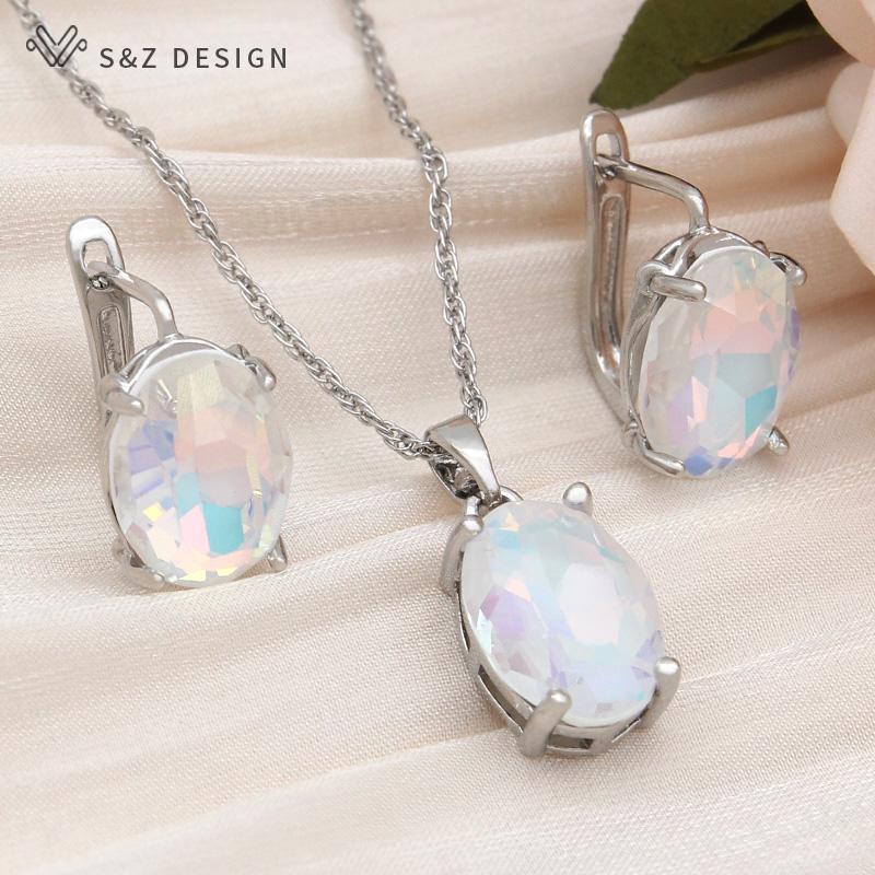 

Модные овальные серьги в форме яйца с кристаллами, комплекты ювелирных изделий для женщин, ожерелье с подвеской для свадебной вечеринки, подарок