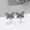 New Hot Brand Vintage Earrings for Women Luxury Jewelry Fashion Butterfly Type Designer Eardrop Pearl Lady Party Stud Earrings