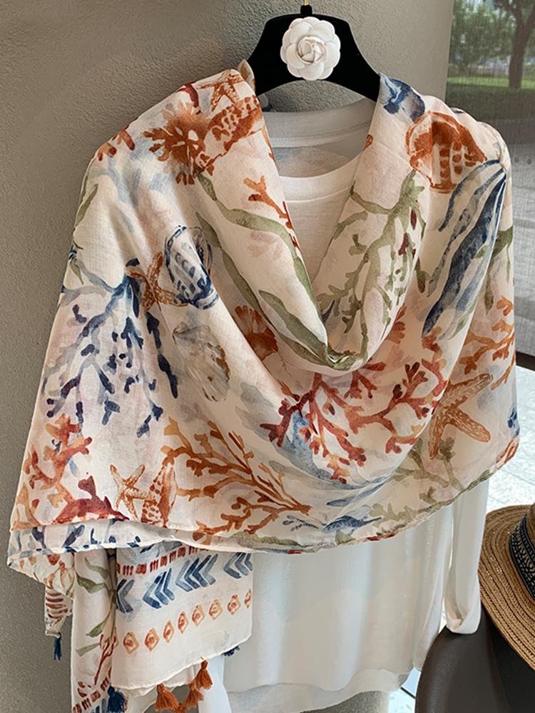 Elegant Women Silk Scarf Wrap Shawl Print Lady Sunscreen Bandanas Hijab Mujer Scarve Pareo Headscarf Boho Travel Korean Fashion