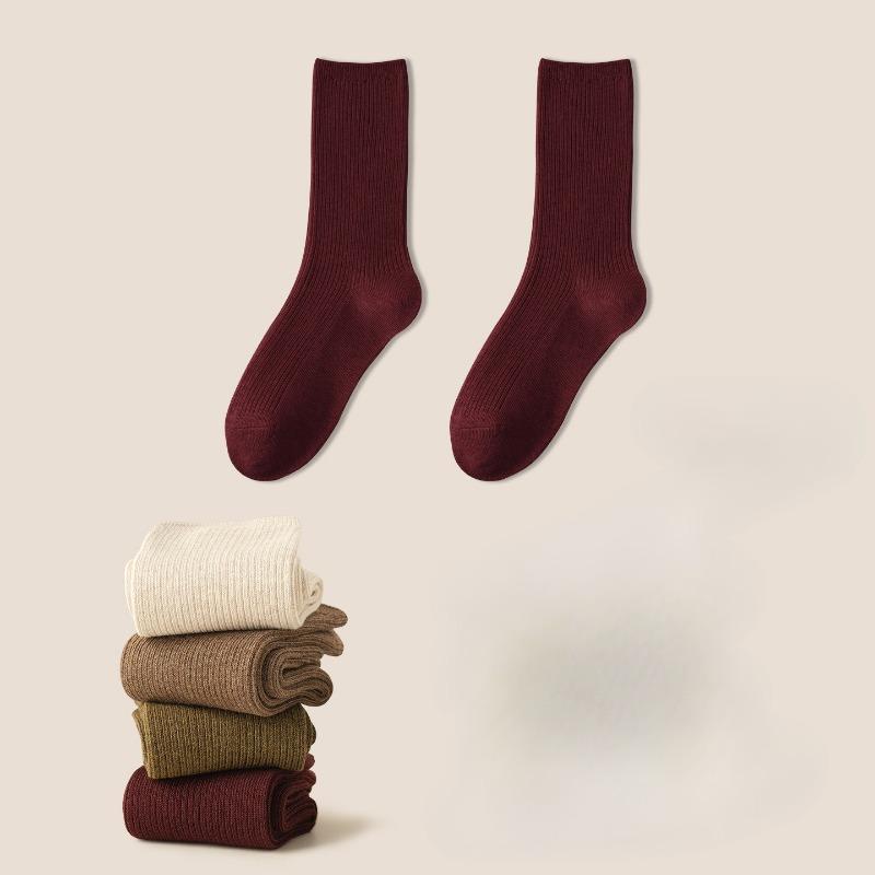 

Женские осенне-зимние утолщенные теплые бесшовные хлопковые носки-гольфы 1 pair вино красного