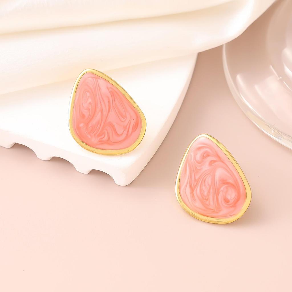 French Enamel Drip Oil Earrings: Stainless Steel, Irregular, Titanium Women's Luxury