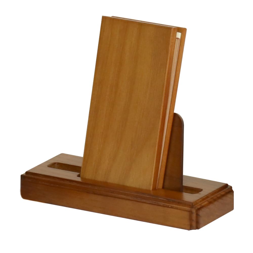 Modern Oak Wood Memorial Book and Memorial Book Stand Set, Stylish, Made In Japan, 3.5 Inches, Light